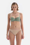 Yeşil Balenli Yarı Dolgulu Straplez Sütyen