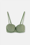 Yeşil Balenli Yarı Dolgulu Straplez Sütyen