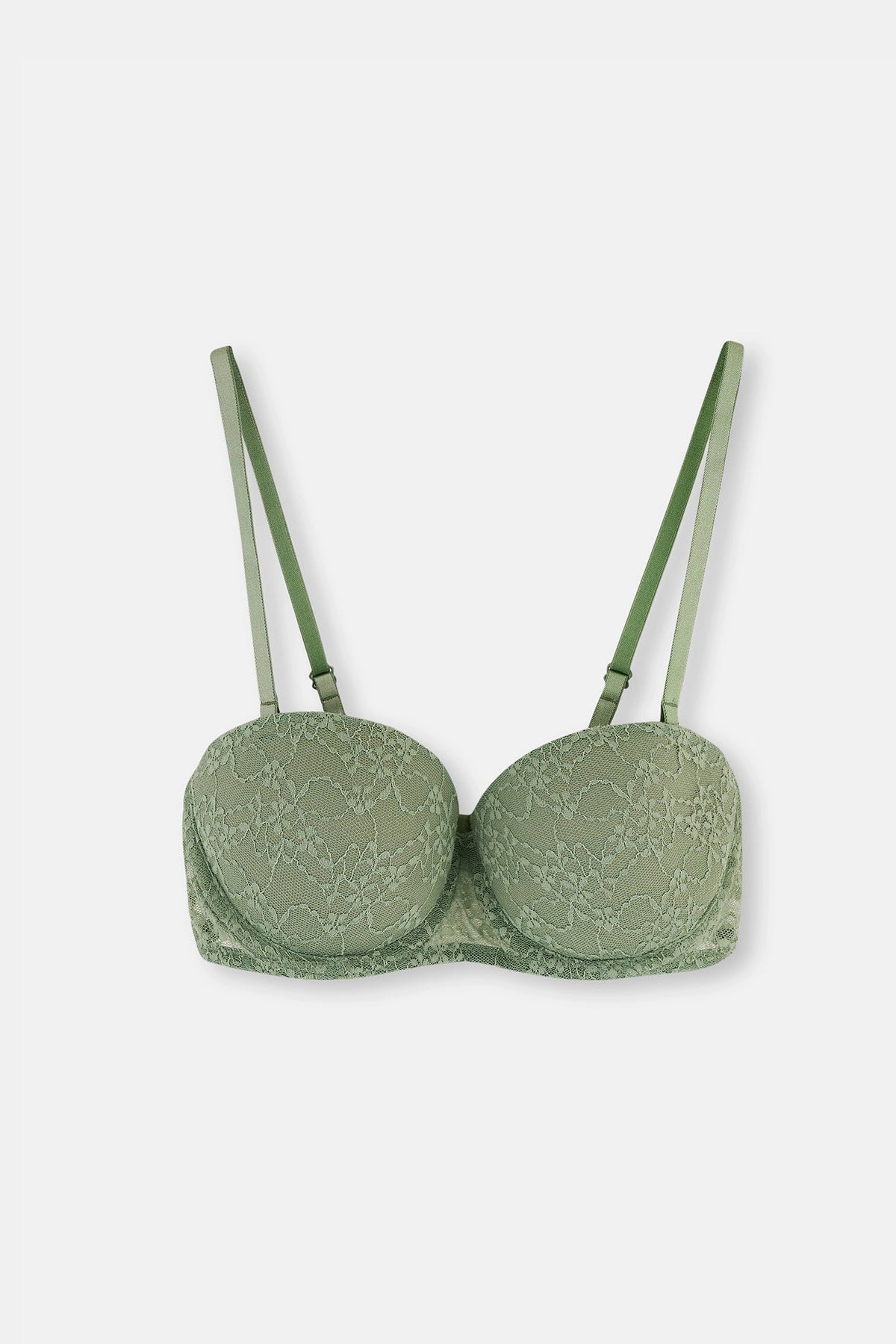 Yeşil Balenli Yarı Dolgulu Straplez Sütyen