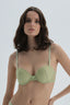 Yeşil Dolgusuz Balenli Straplez Dantelli Sütyen