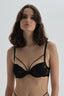 Siyah Yarı Dolgulu Balenli Dantelli Göğüs Ip Detaylı Sütyen