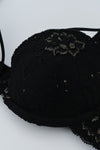 Siyah Yarı Dolgulu Balenli Dantelli Göğüs Ip Detaylı Sütyen