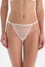 Ekru Ayarlı Bel Lastikli Dantel Brazillian Tanga