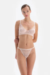 Ekru Ayarlı Bel Lastikli Dantel Brazillian Tanga