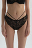 Siyah Ip Detaylı Dantelli Brazillian Külot