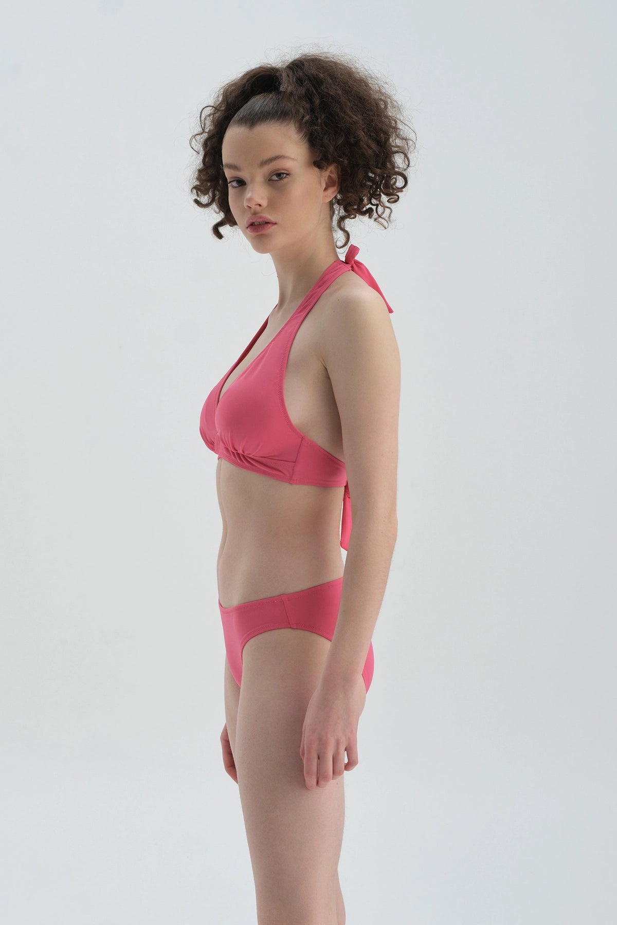 Fuşya Toparlayıcı Üçgen Geniş Bikini Üst