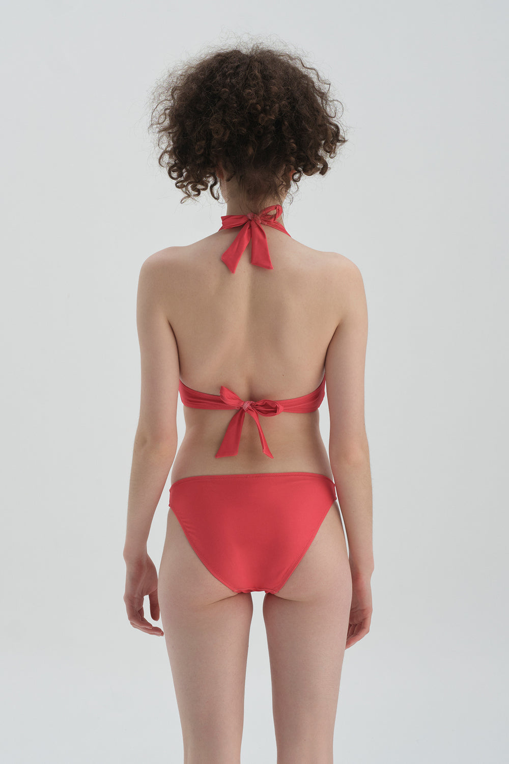 Kırmızı Toparlayıcı Üçgen Geniş Bikini Üst