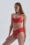 Kırmızı Yarı Dolgulu Balenli Bikini Üstü