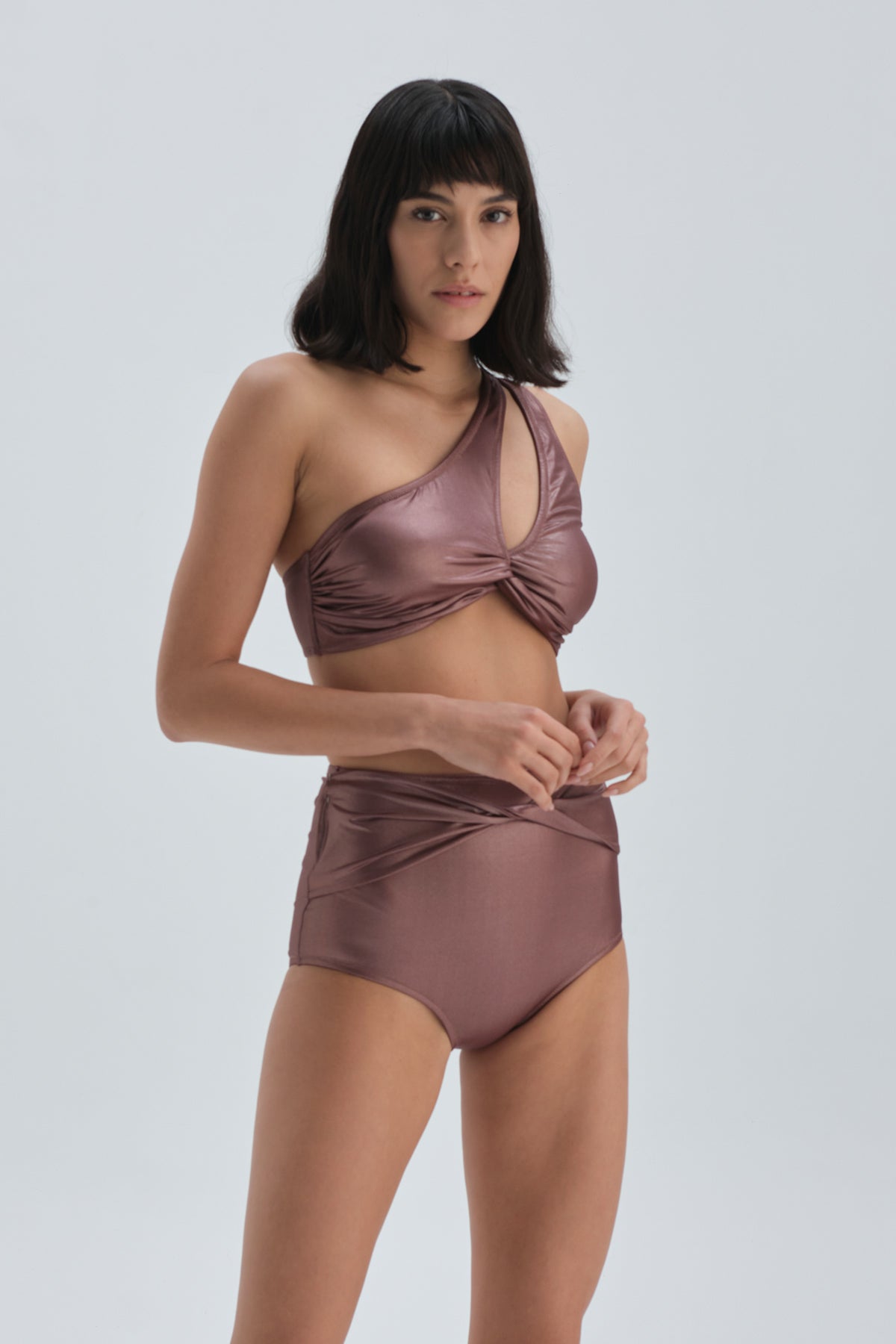 Bronz Tek Omuz Bikini Üst