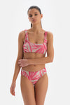Fuşya - Gri Bralet Bikini Üstü