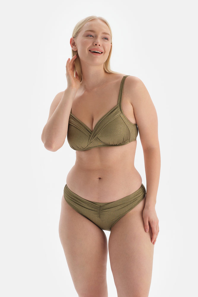 Yeşil Kaplı Toparlayıcı Korseli Bikini Üstü