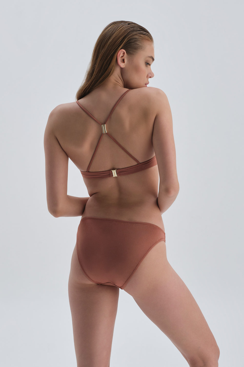 Kahve Üçgen Kaplı Bikini Üst