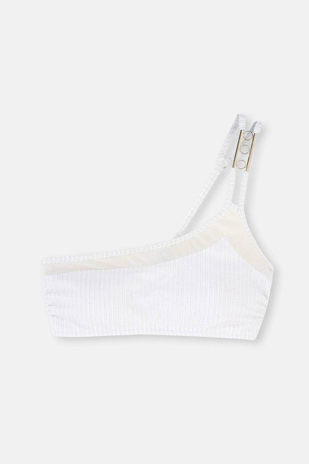 Beyaz Tek Omuz Bikini Üst