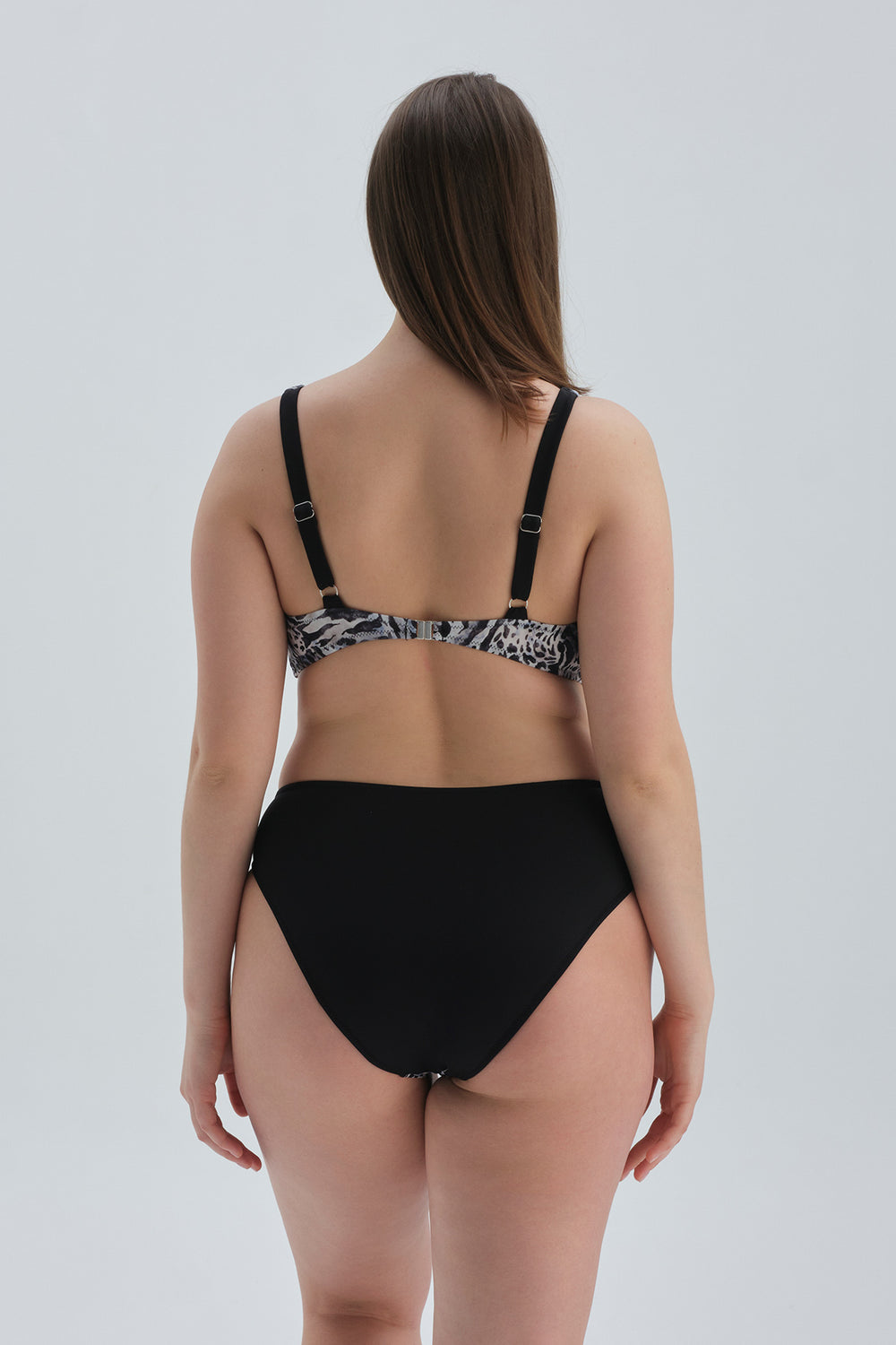 Siyah Beyaz Toparlayıcı Yüksek Bel Bikini Alt