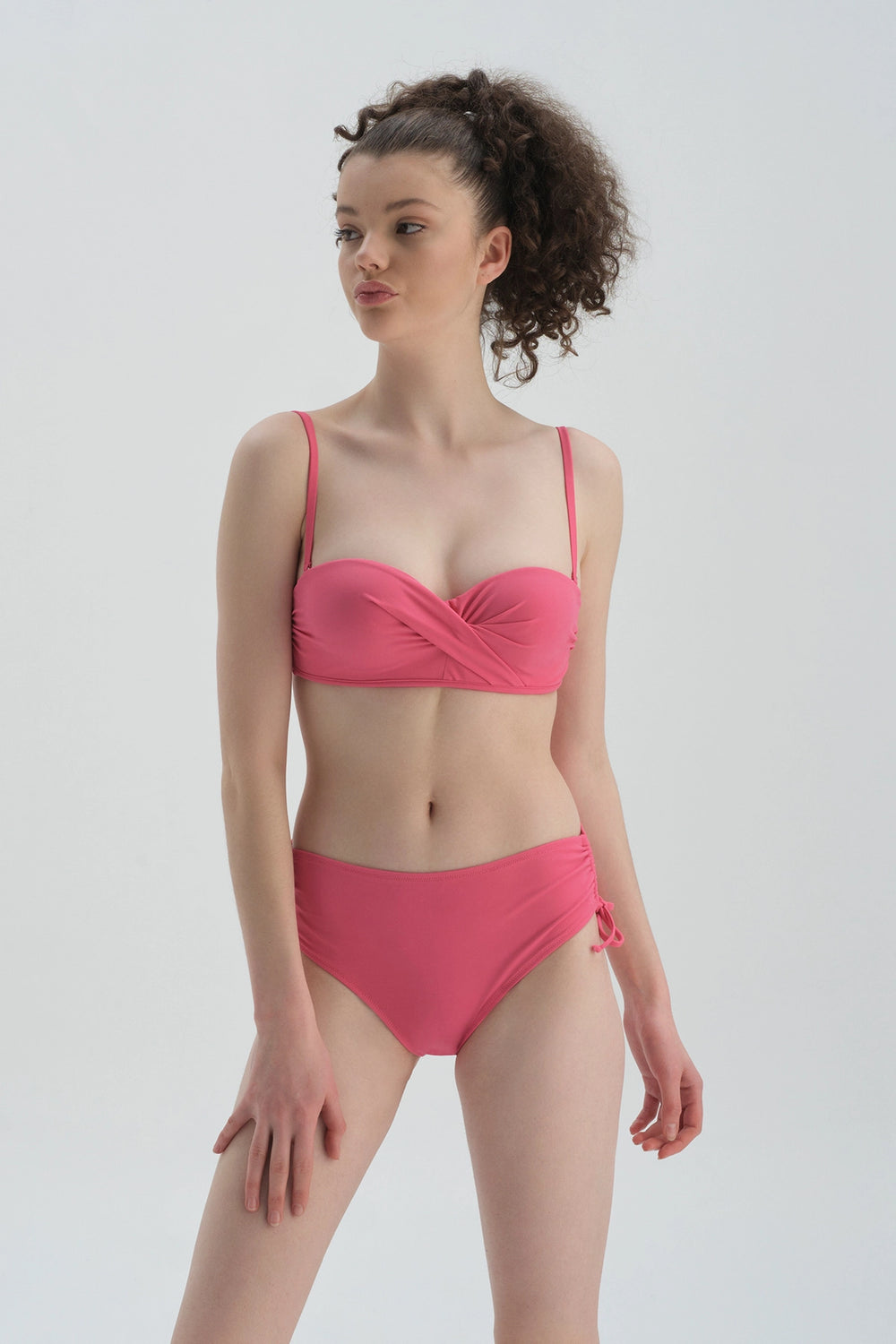 Fuşya Yanı Büzgülü Bikini Alt