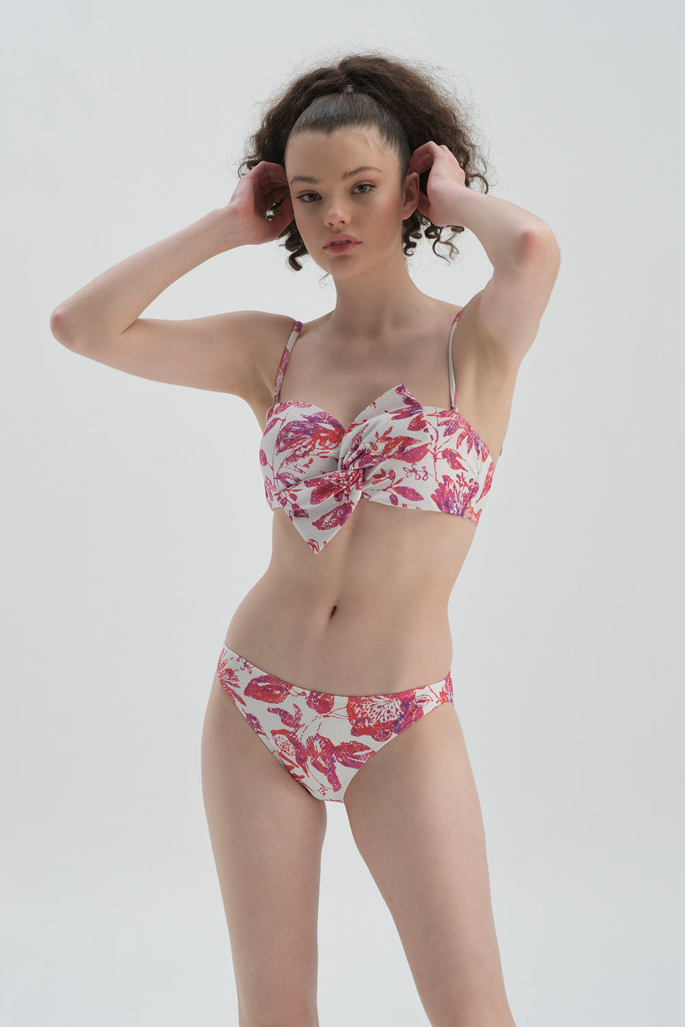 Fuşya - Beyaz Düşük Bel - Bikini Alt