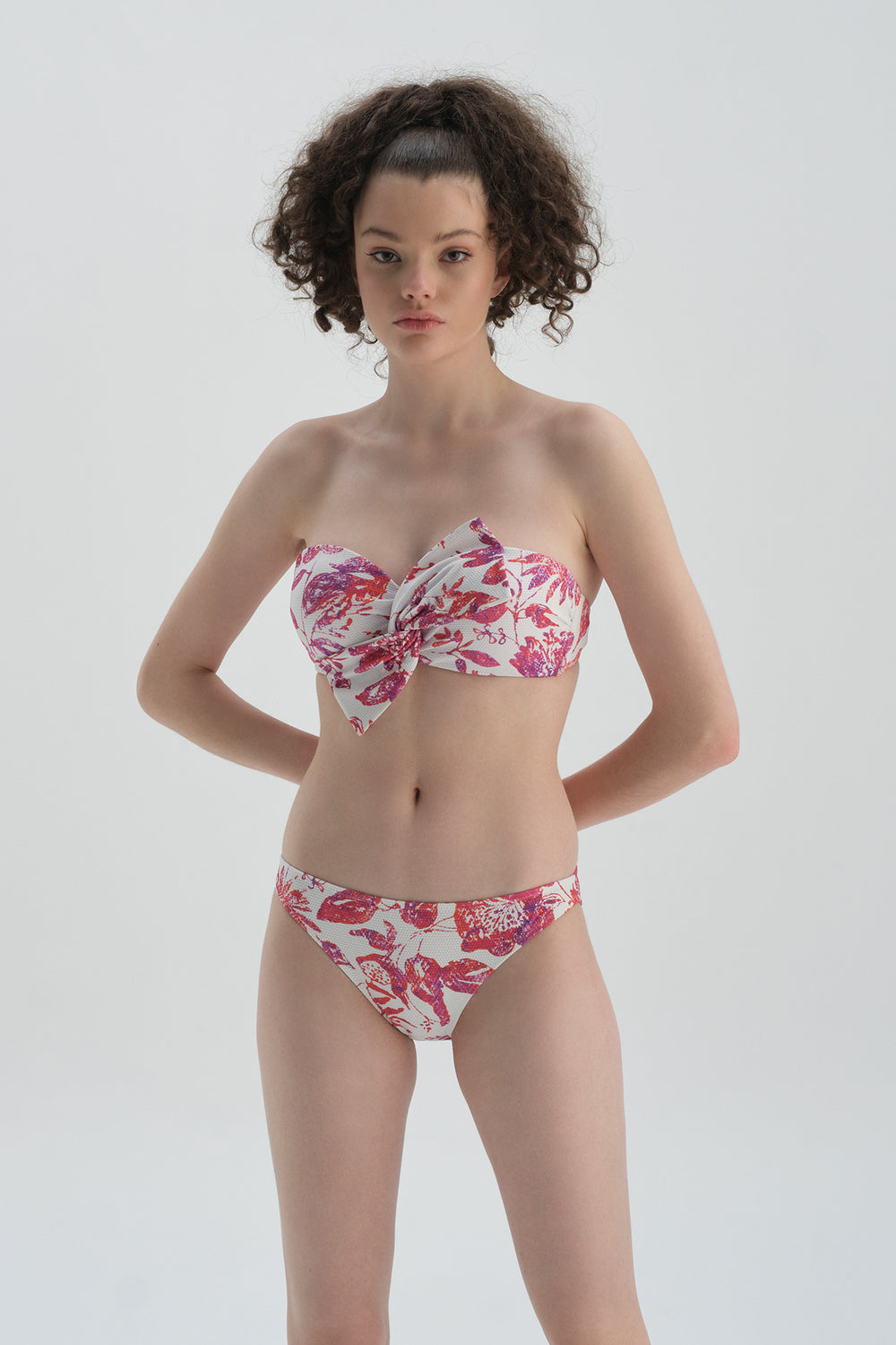 Fuşya - Beyaz Düşük Bel - Bikini Alt