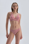 Kırmızı-Beyaz Normal Bel - Bikini Alt