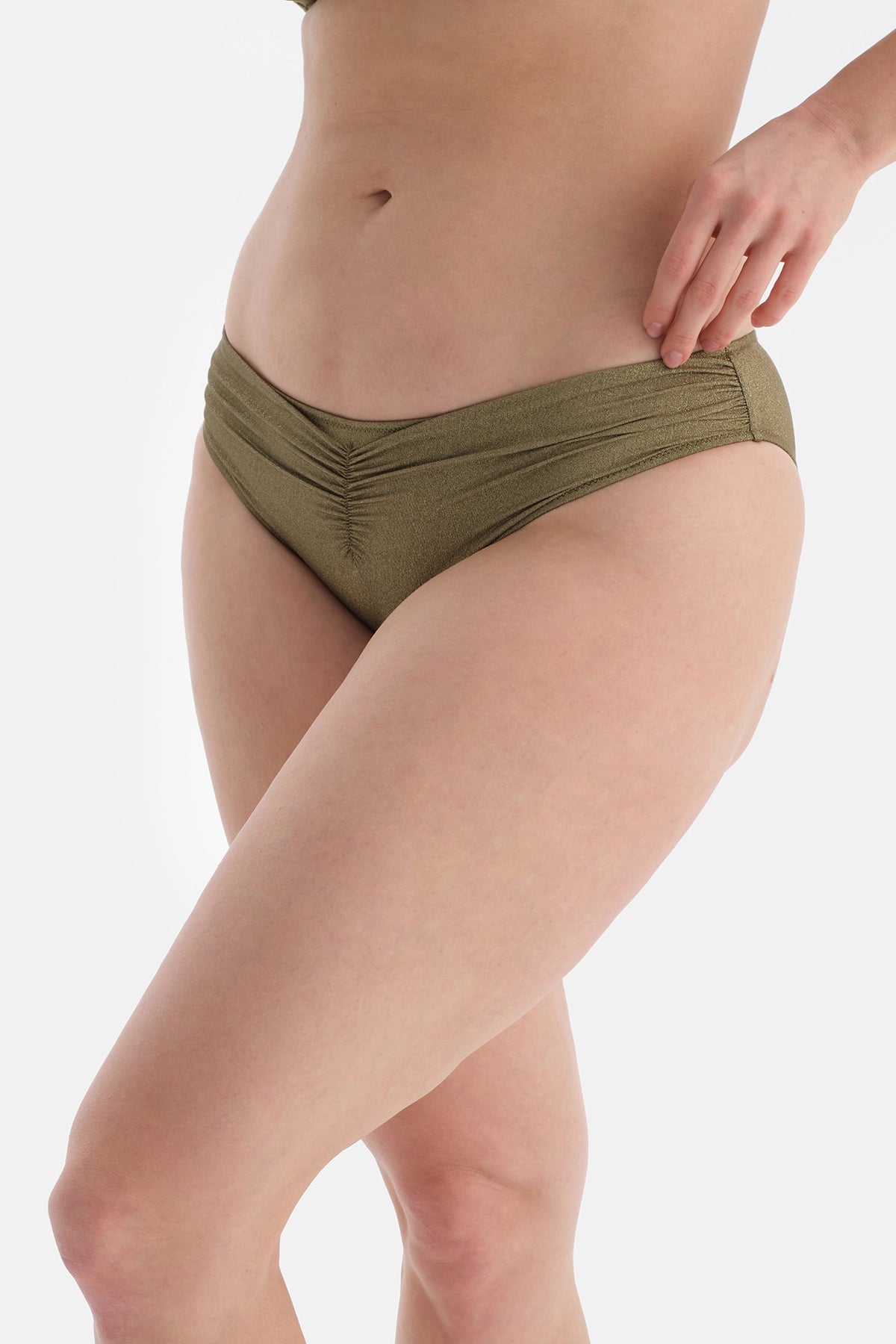 Yeşil Kaplı Büzgülü Toparlayıcı Yüksek Bel Bikini Altı