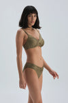 Yeşil Kaplı Büzgülü Toparlayıcı Yüksek Bel Bikini Altı