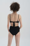 Siyah Beyaz Toparlayıcı Yüksek Bel Bikini Alt