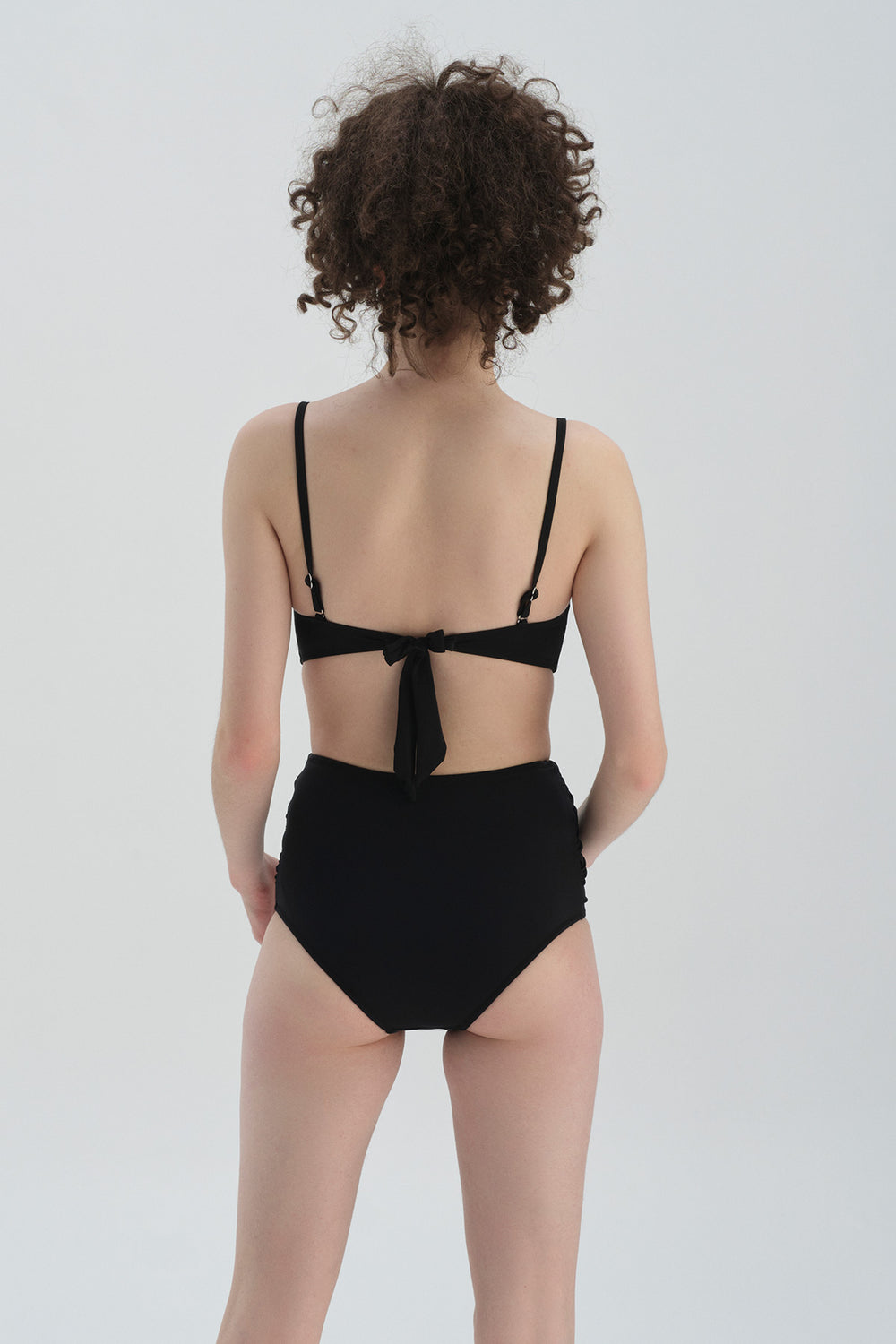 Siyah Beyaz Toparlayıcı Yüksek Bel Bikini Alt