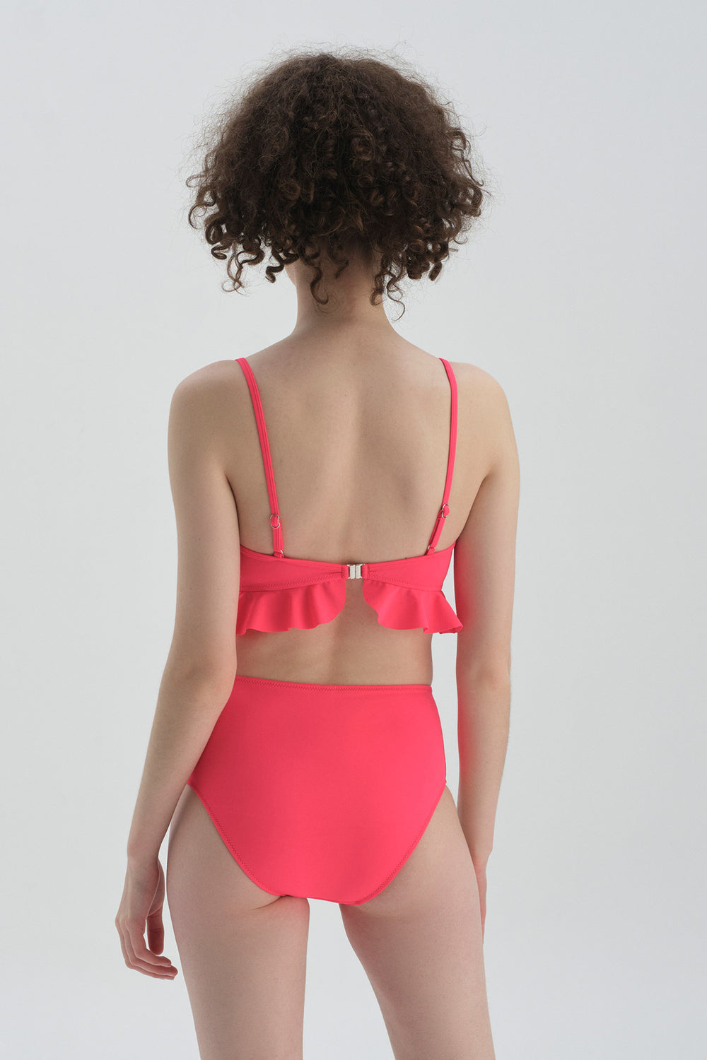 Neon Fuşya Maksimum Toparlama Yanı Drapeli Yüksel Bel Bikini Alt