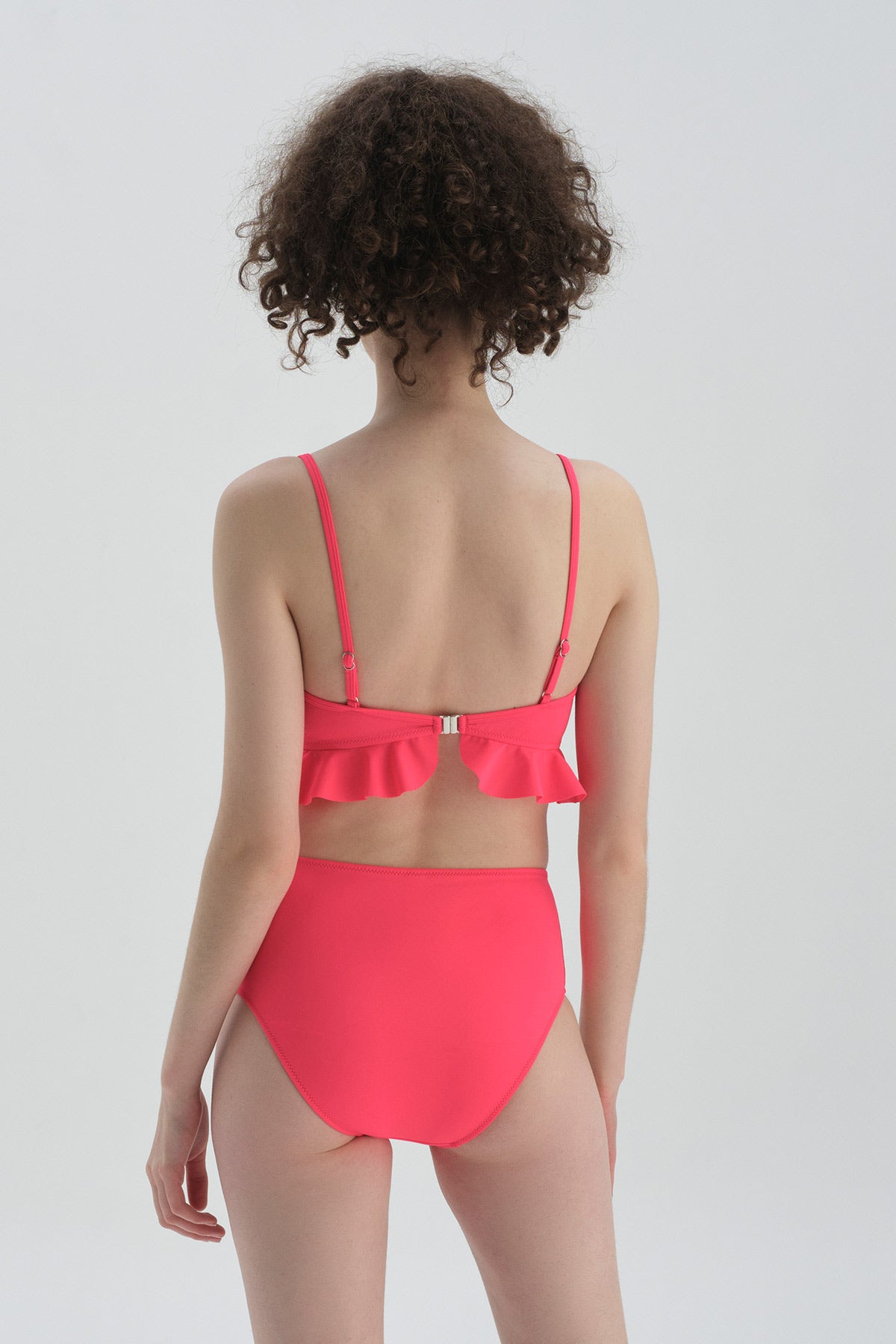 Neon Fuşya Maksimum Toparlama Yanı Drapeli Yüksel Bel Bikini Alt