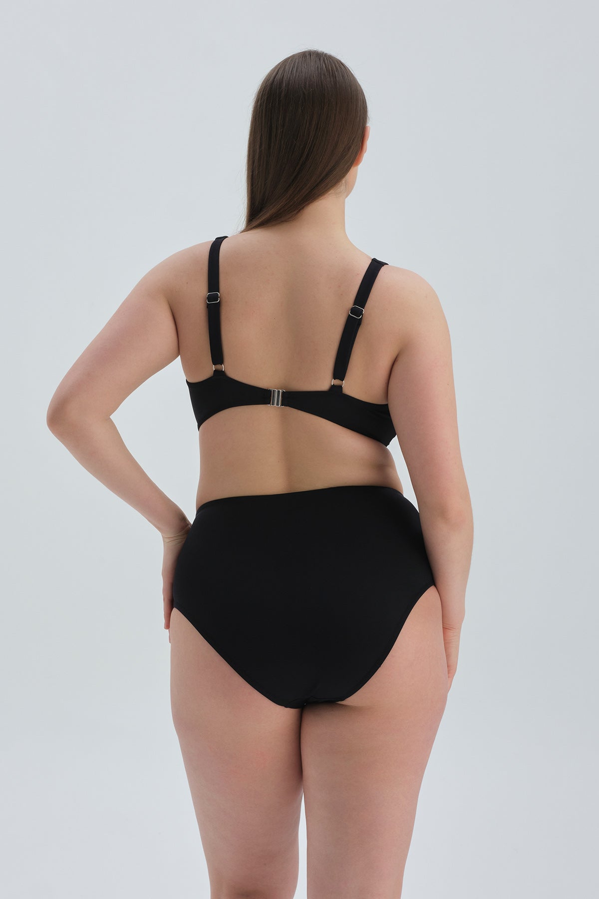 Siyah Maksimum Toparlama Yanı Drapeli Yüksel Bel Bikini Alt