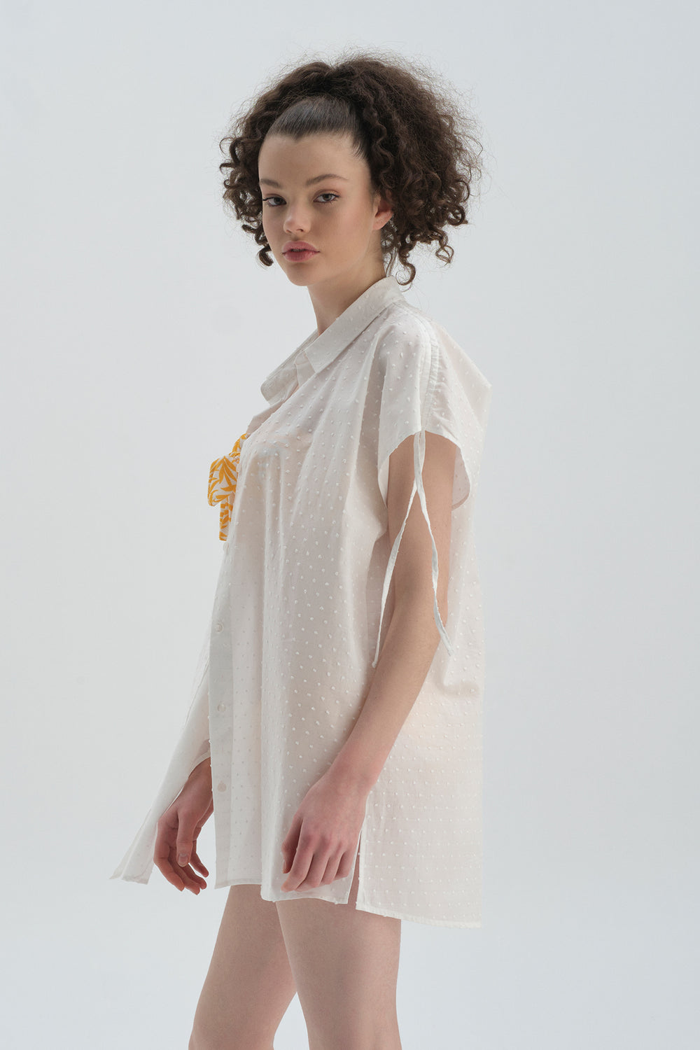 Beyaz Pamuklu Gömlek Pareo