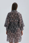 Siyah Beyaz Leopar Desenli Kimono