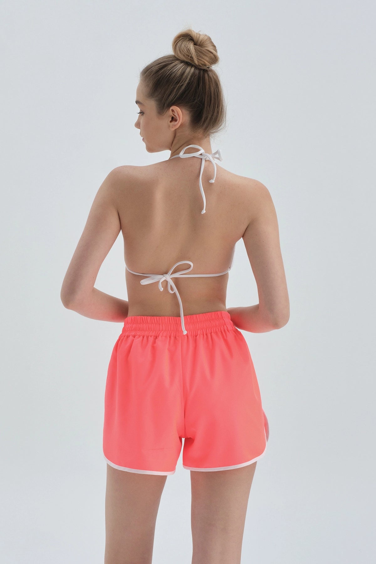 Fuşya Beli Lastikli Micro Deniz Şortu