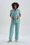 Mint Gömlek Yaka Pamuklu Hamile Pijama Üstü