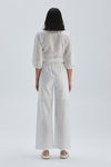 Beyaz Keten Çapraz Bağlama Detaylı Gömlek