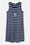 Lacivert Çizgili Çizgili Pamuklu Hamile Elbisesi