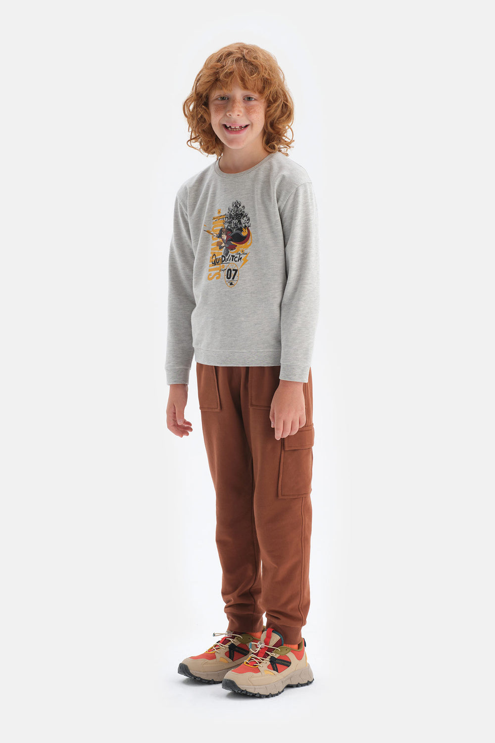 Gri Erkek Çocuk Harry Potter Bisiklet Yaka Sweatshirt
