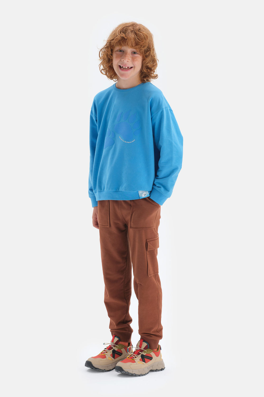 Mavi Erkek Çocuk Uzun Kol Bisiklet Yaka Pamuklu T-Shirt