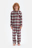 Kırmızı Erkek Çocuk Ekoseli Gömlek Yaka Pamuklu Pijama Takımı