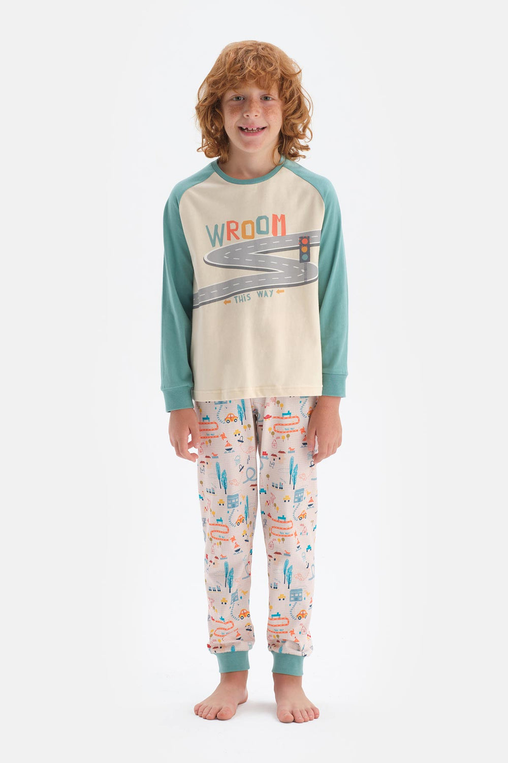 Soft Pembe Erkek Çocuk Soft Uzun Kol Pamuklu Pijama Takımı