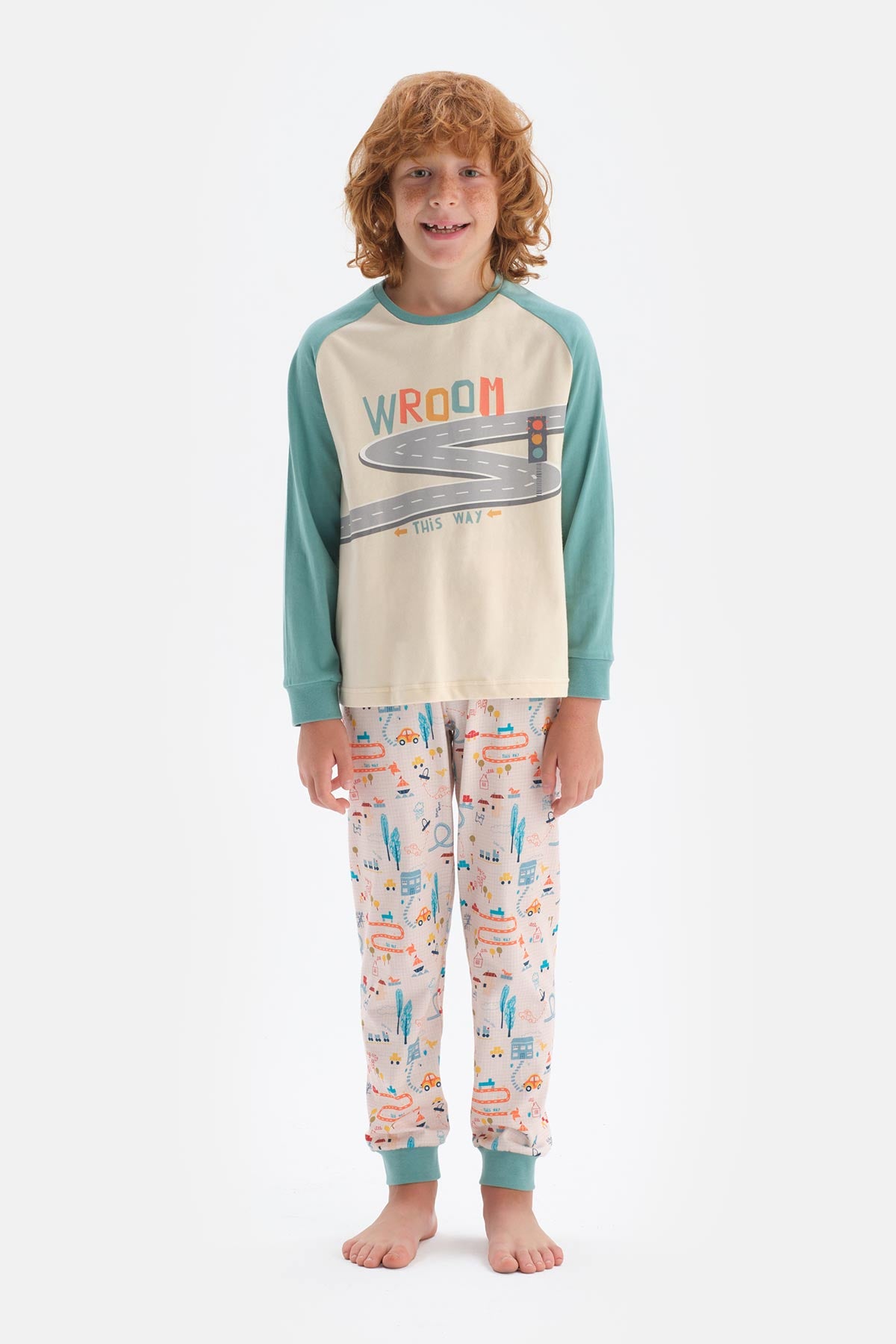 Soft Pembe Erkek Çocuk Soft Uzun Kol Pamuklu Pijama Takımı