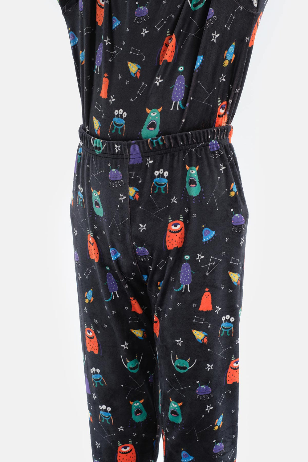 Siyah Erkek Çocuk Uzun Kol Bisiklet Yaka Kadife Pijama Takımı