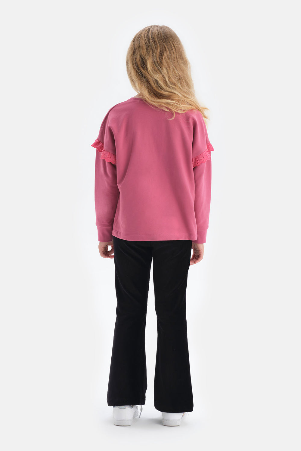 Fuşya Kız Çocuk Bisiklet Yaka Sweatshirt