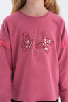 Fuşya Kız Çocuk Bisiklet Yaka Sweatshirt