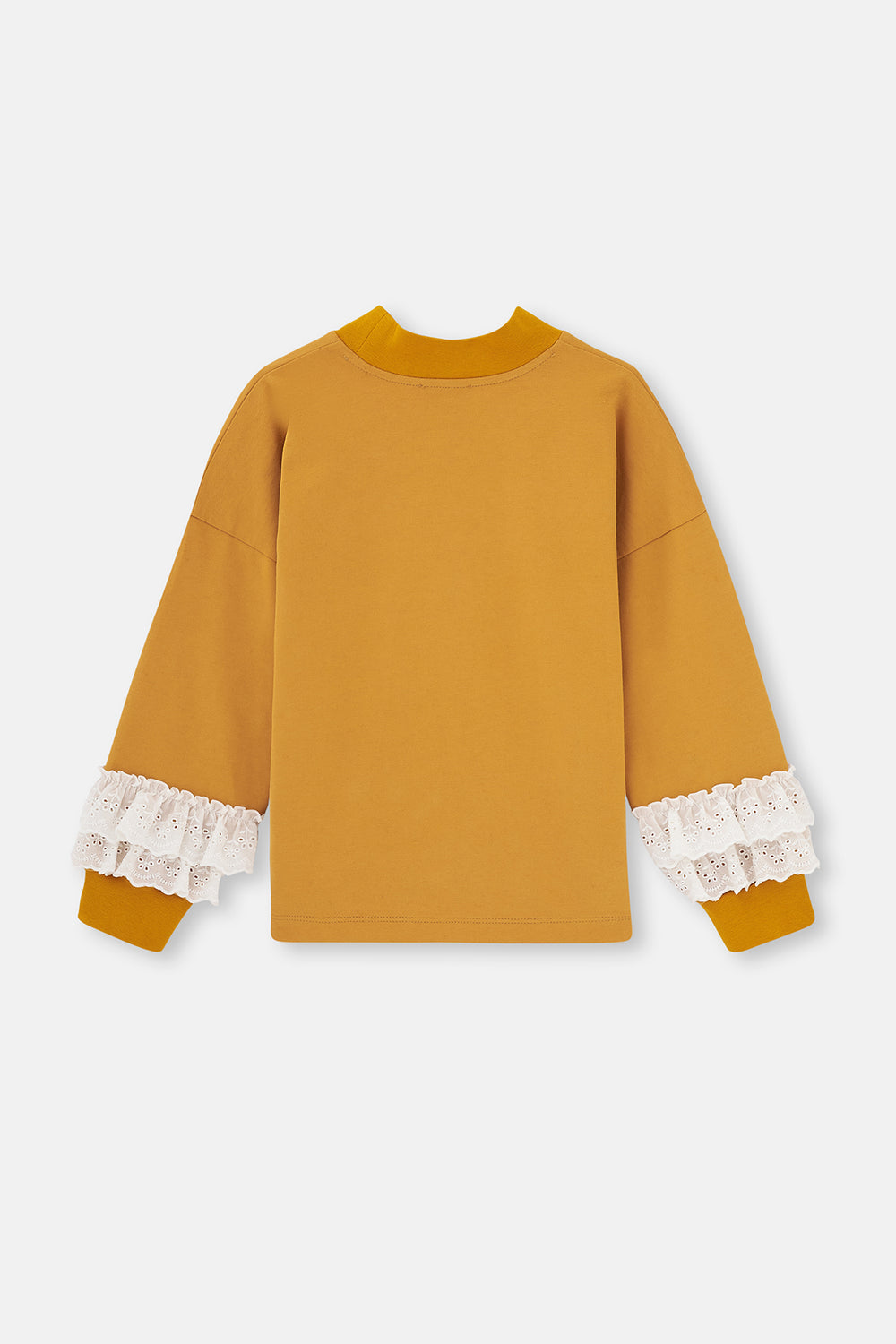 Hardal Uzun Kol Brode Detaylı Dik Yaka Sweatshirt