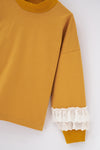 Hardal Uzun Kol Brode Detaylı Dik Yaka Sweatshirt