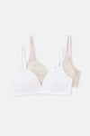 Beyaz -Gri 2 Li Sütyen