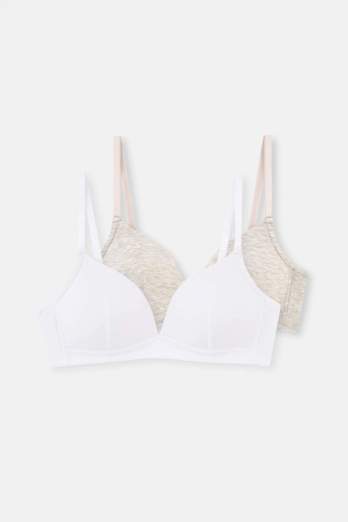 Beyaz -Gri 2 Li Sütyen