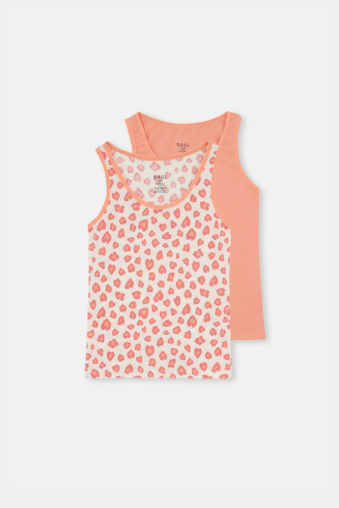 Turuncu Desenli Desenli 2'li Kalın Askılı Atlet