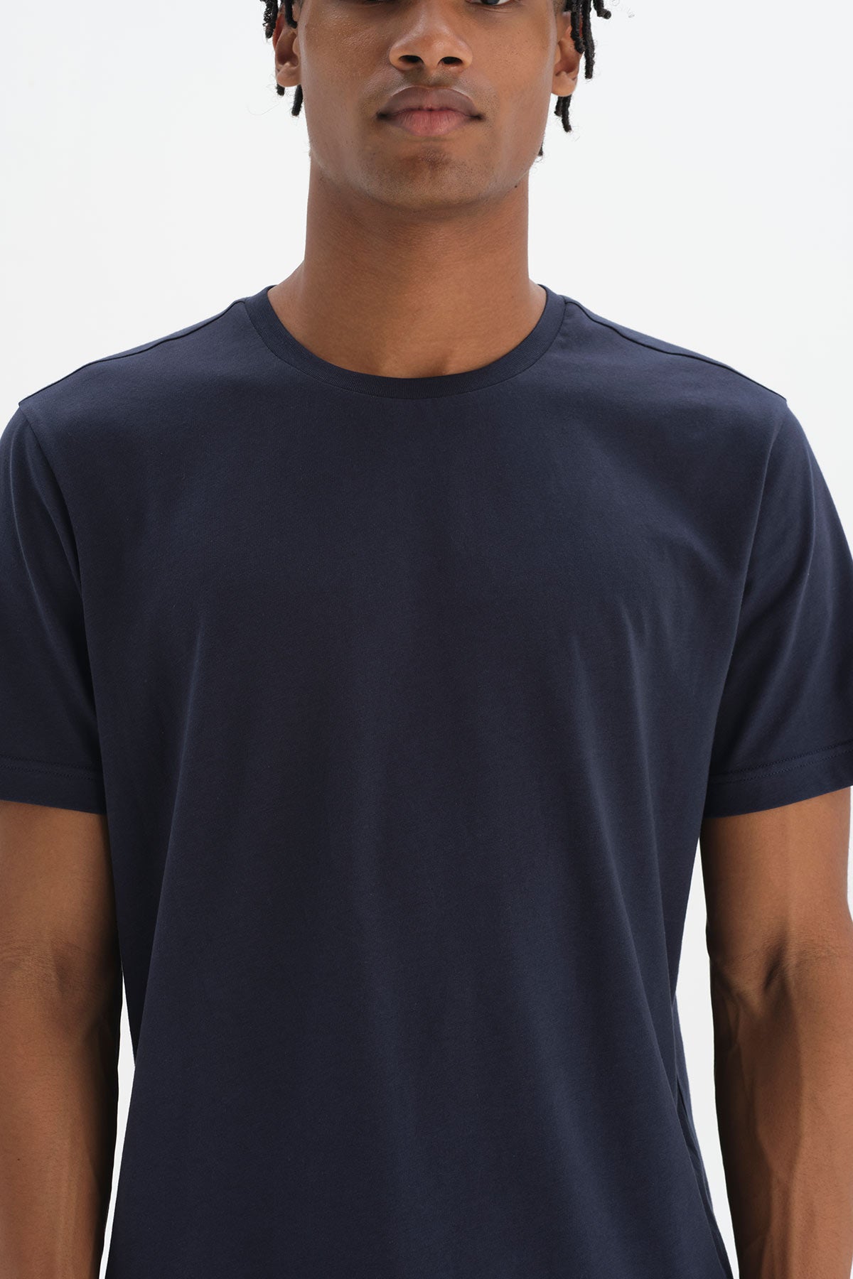 Lacivert Kısa Kollu Supima® Pamuklu T-Shirt
