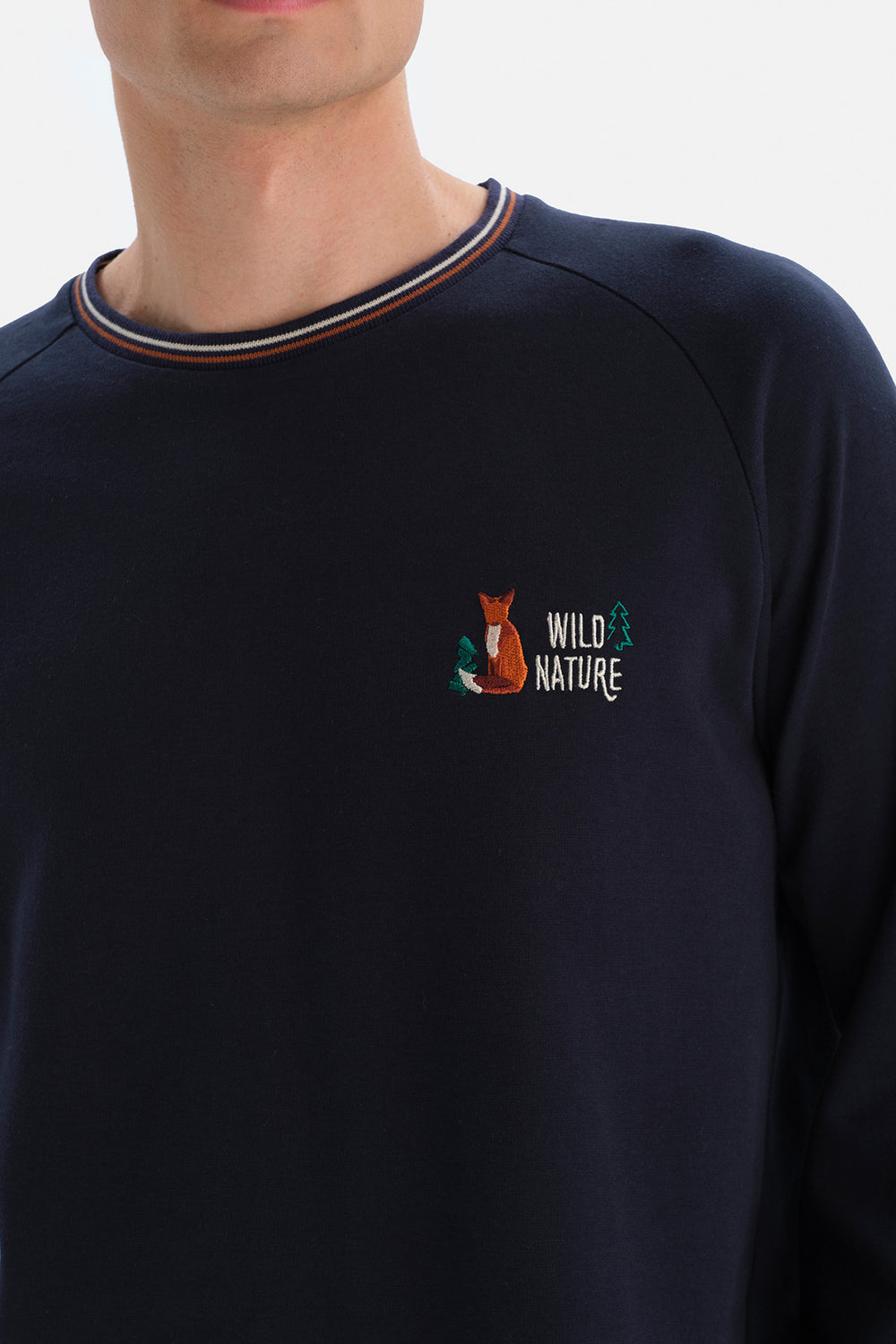 Lacivert Reglan Kol Bisiklet Yaka Pijama Takımı